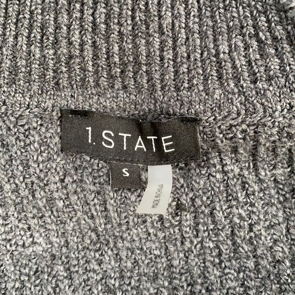 1. State Keyhole Gray Ribbed Sweater - Picture 4 of 6